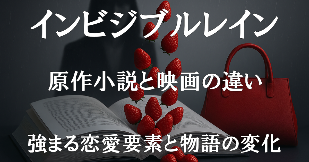 映画『インビジブルレイン』の紹介画像。原作との違いや改変点、強まる恋愛要素を視覚的に表現した実写化レビュー用ビジュアル。