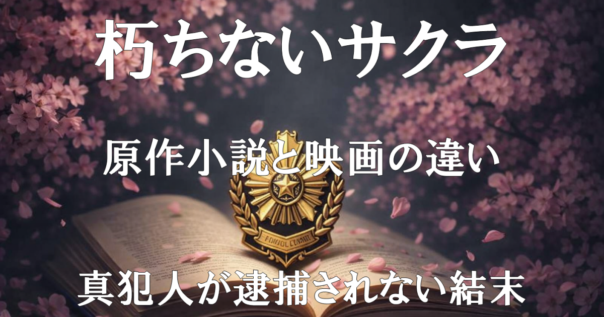 『朽ちないサクラ』の原作小説と映画の違いや主な改変点、真犯人が逮捕されない後味の重さの核心を解説する記事の紹介画像。