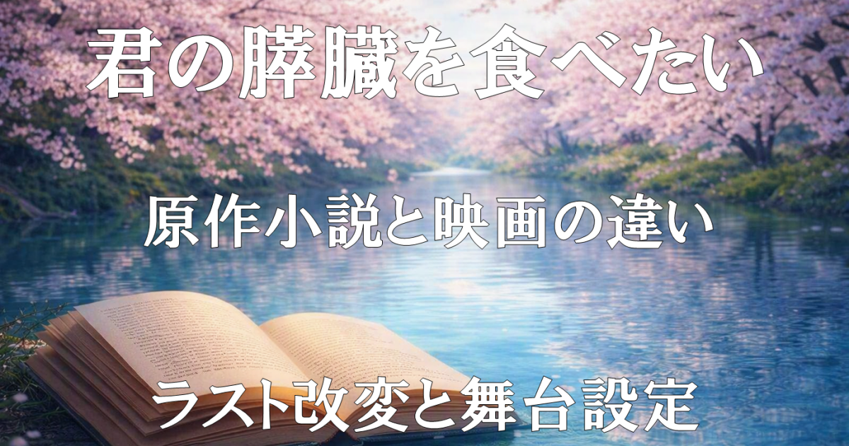 『君の膵臓を食べたい』原作小説と映画の違いを解説する記事のアイキャッチ画像。ラスト改変と舞台設定の差異をまとめた内容を示す代替テキストです。